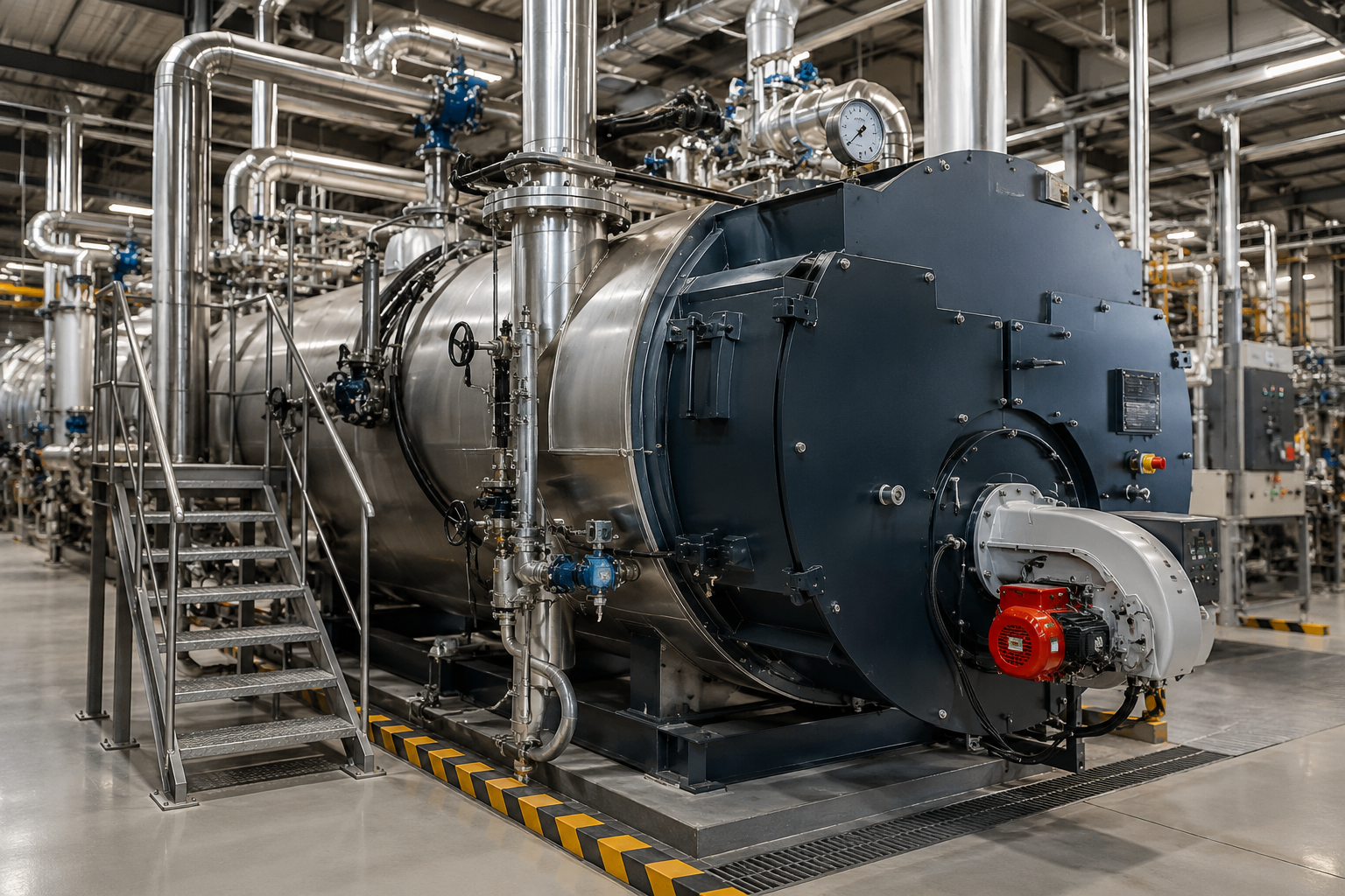 Industrial boiler system representing Aali Services boiler overhaul and maintenance work